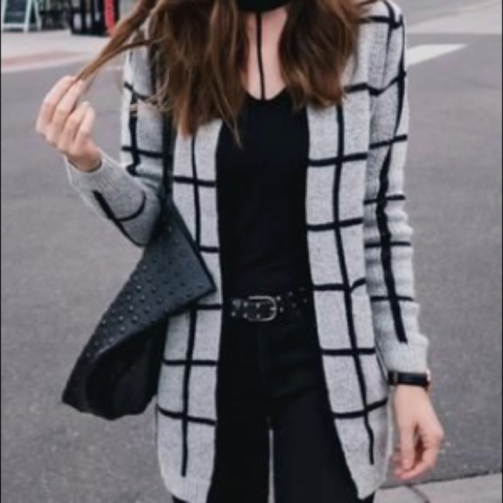 Boutique grey (gray) and black open sweater